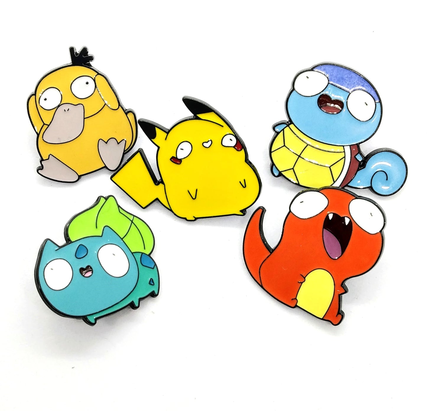 DERPY POKEMON PIN SET (5pcs) Funny Stoned Pikachu Cute Five Enamel Brooch Lot