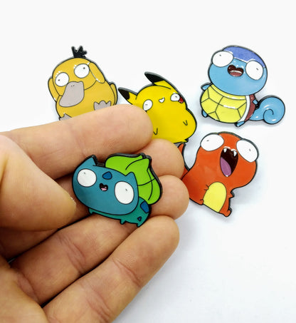 DERPY POKEMON PIN SET (5pcs) Funny Stoned Pikachu Cute Five Enamel Brooch Lot