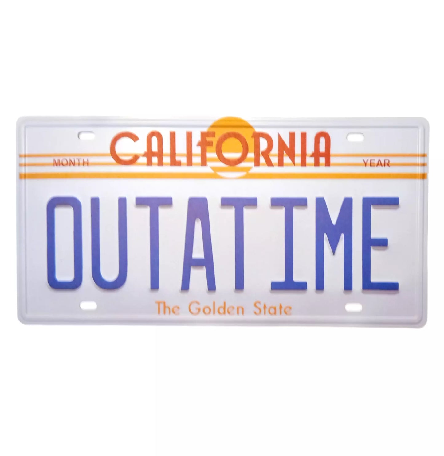 OUTATIME "LICENSE PLATE" SIGN Back To The Future Gift 12" Metal Wall Decal