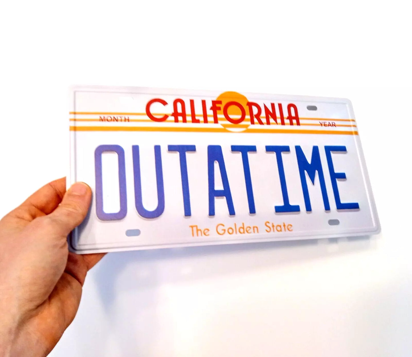 OUTATIME "LICENSE PLATE" SIGN Back To The Future Gift 12" Metal Wall Decal