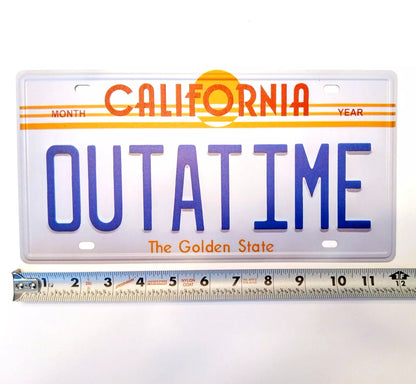 OUTATIME "LICENSE PLATE" SIGN Back To The Future Gift 12" Metal Wall Decal