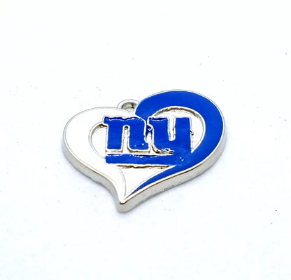 NEW YORK GIANTS HEART CHARM (x1) Big Discounts for Multiple Charms NFL Pendant