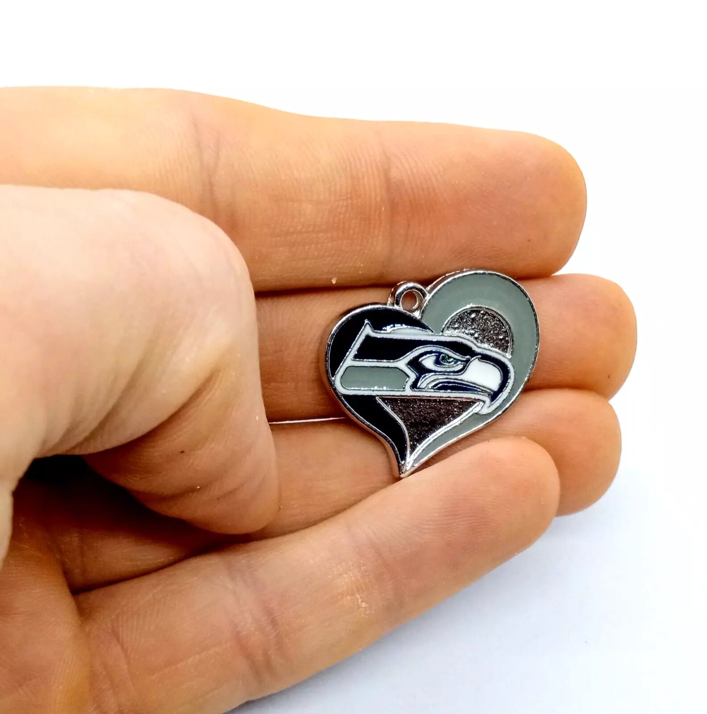 SEATTLE SEAHAWKS HEART CHARM (x1) Big Discounts for Multiple Charms NFL Pendant