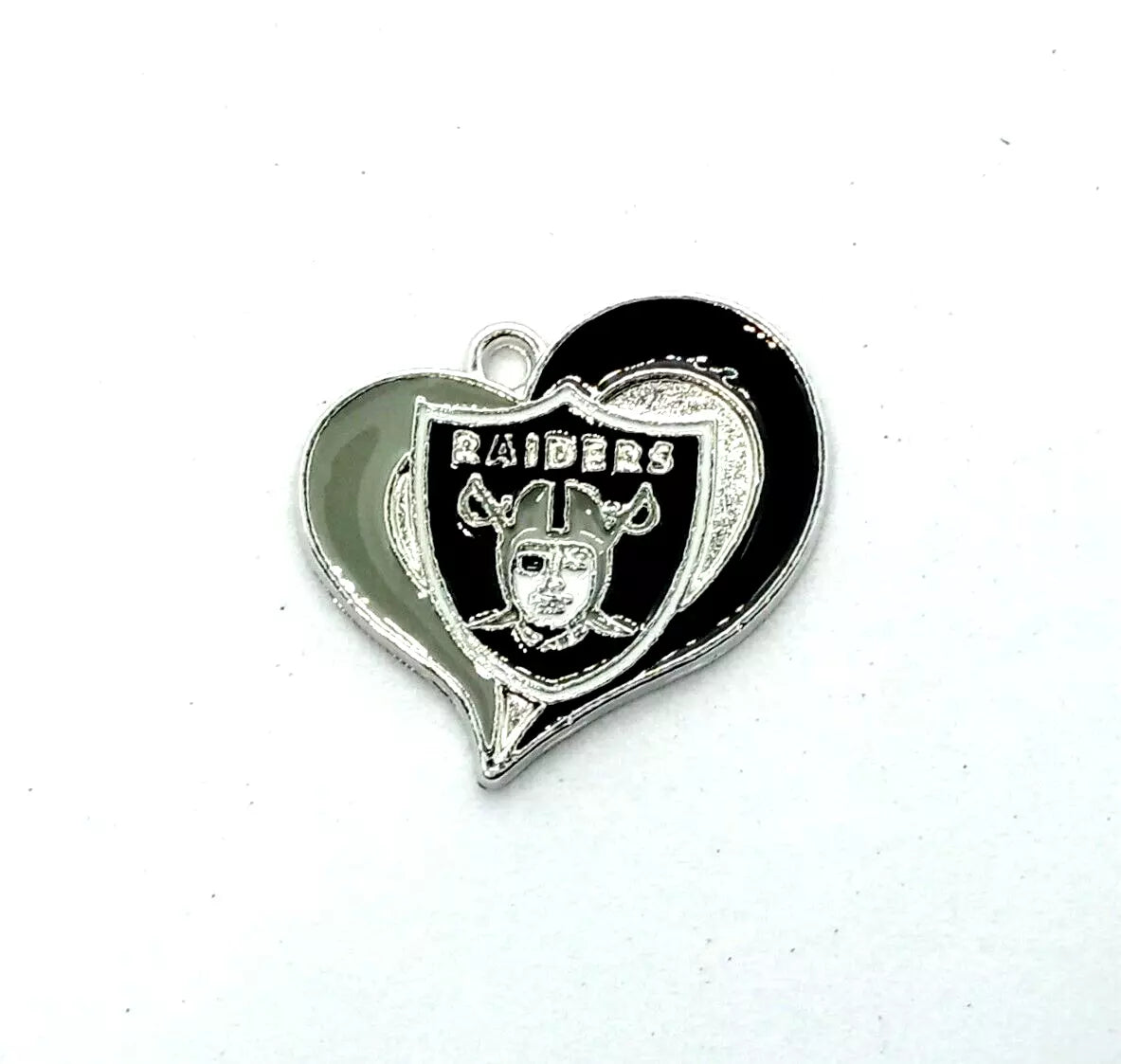 LAS VEGAS RAIDERS HEART CHARM (x1) Big Discounts for Multiple Charms NFL Pendant