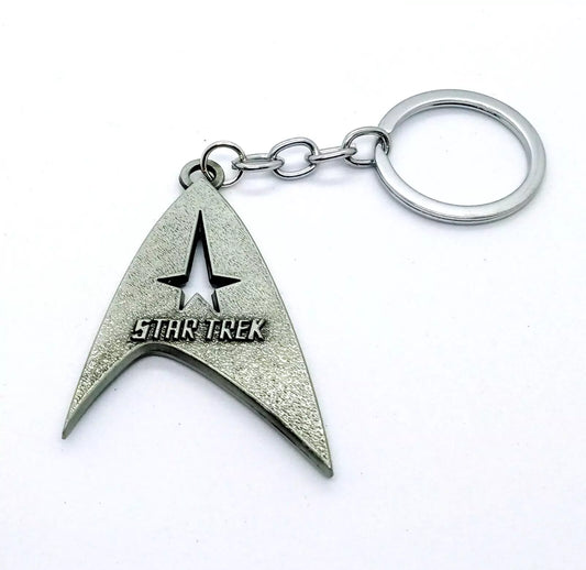 STAR TREK KEYCHAIN Silver Communicator SciFi Logo Trekkie Gift Key Chain/Keyring