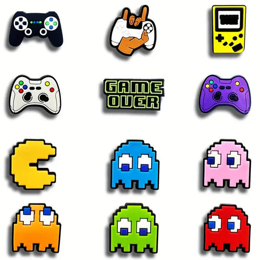 PACMAN SHOE CHARMS (12pcs) Retro Video Game Gift Set Jibbitz Croc Accessories