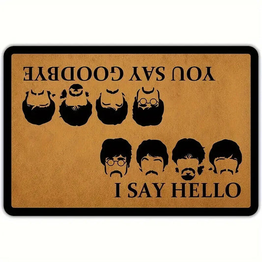 THE BEATLES DOORMAT Hello/Goodbye Witty Song Lyric Floor Mat (23.5"x15.75")