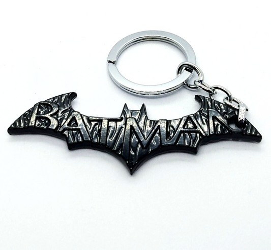 BATMAN KEYCHAIN Black Thick Bat Logo Lettering Design Key Chain/Keyring