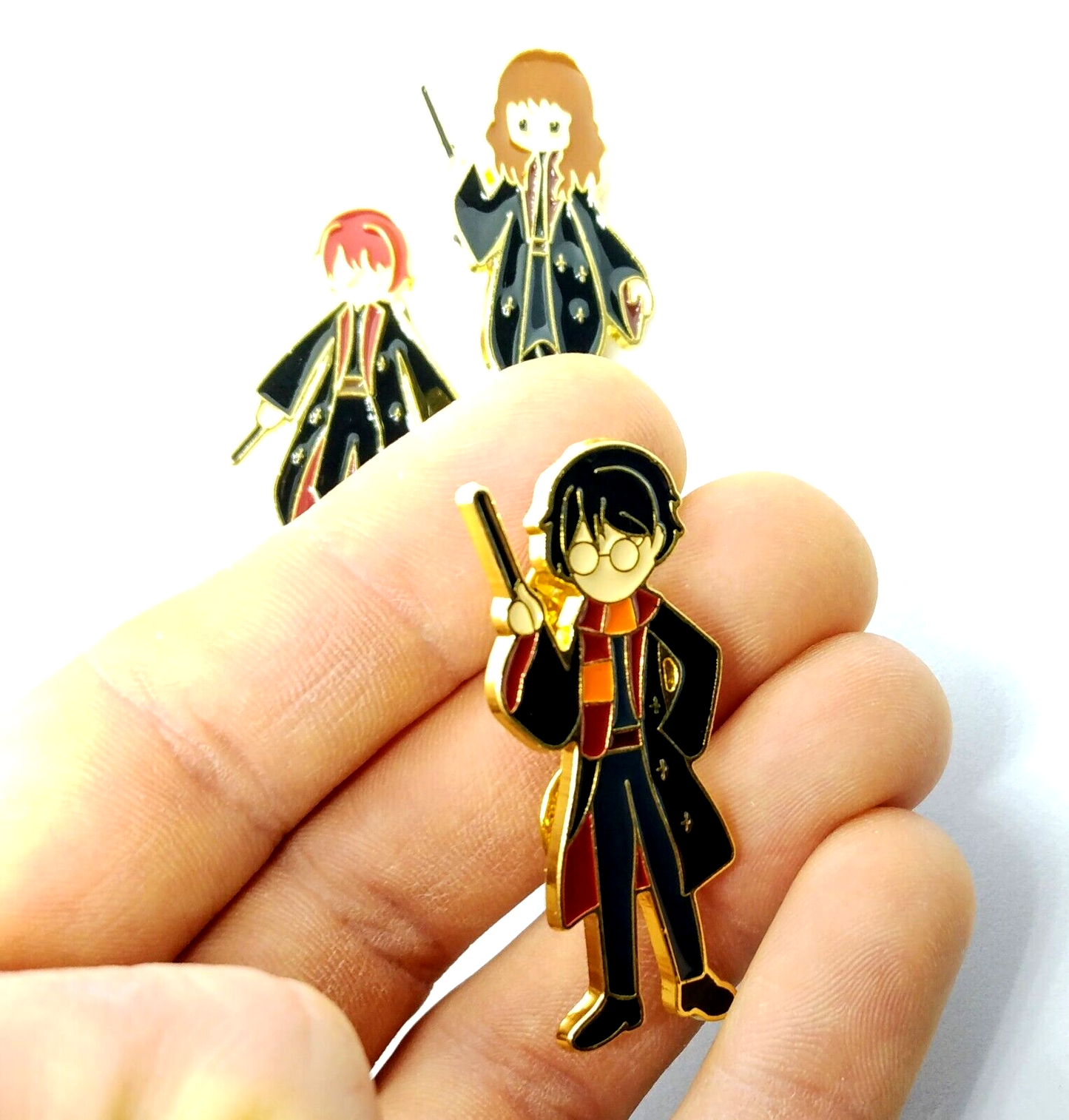 HARRY POTTER PIN SET (3pcs) Harry Hermoine Ron Animation Enamel Brooch Set Lot