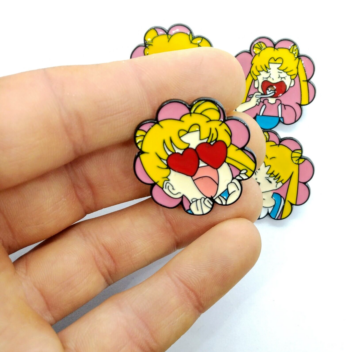 SAILOR MOON PIN SET (4pcs) Funny Cartoon Bubble Anime Four Enamel Brooch Lot