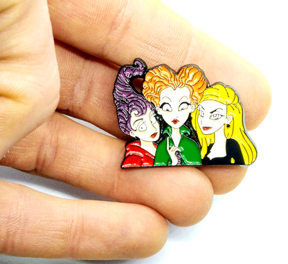 HOCUS POCUS PIN Three Witches Winifred Sarah Mary Toon Halloween Gift Brooch