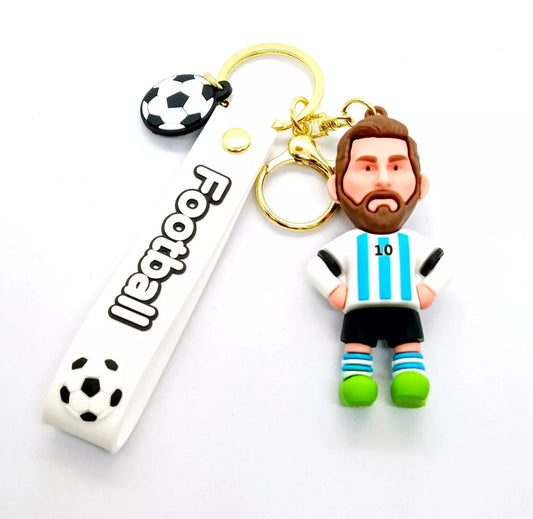 LIONEL MESSI KEYCHAIN Soccer Silicone Figure & Ball "Football" Argentina GOAT