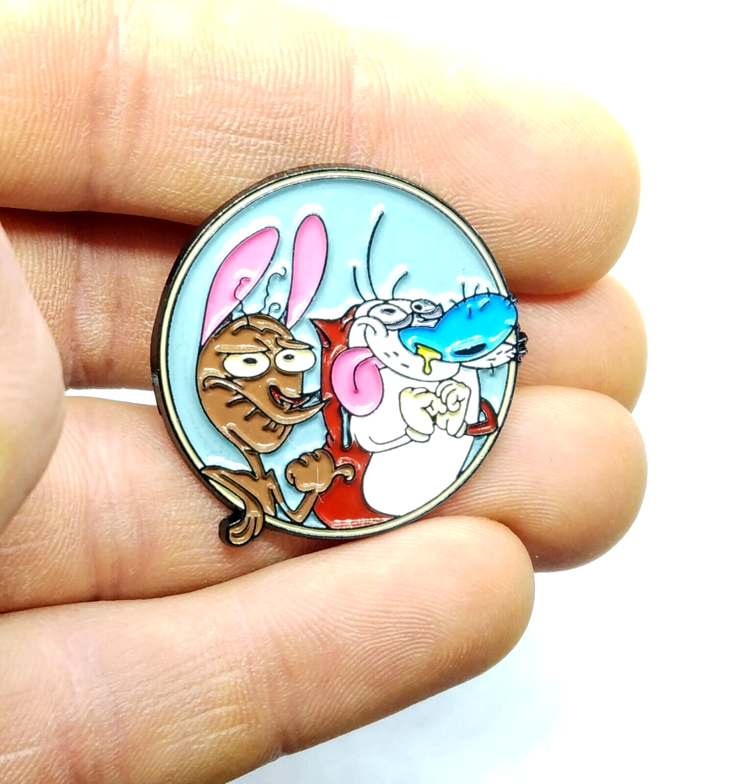 REN & STIMPY SHOW PIN Retro 90s 1990s Toon Cartoon Gift Enamel Lapel Brooch