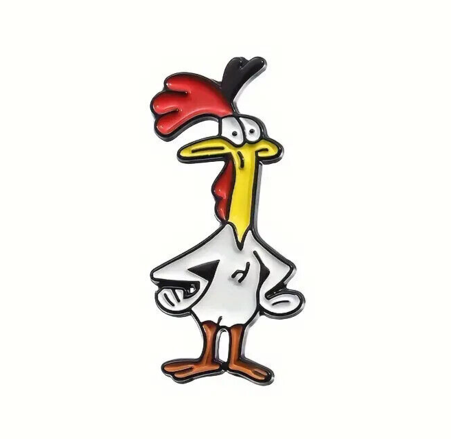 CHICKEN PIN Cow & Chicken Cartoon Network Show 90s 1990s Toon Gift Enamel Brooch