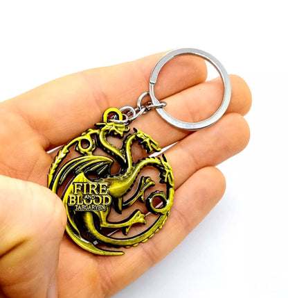 GAME OF THRONES KEYCHAIN Golden House Targaryen Sigil Fire & Blood Dragons