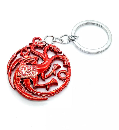 GAME OF THRONES KEYCHAIN Blood-Red House Targaryen Sigil Fire & Blood Dragons