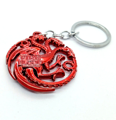 GAME OF THRONES KEYCHAIN Blood-Red House Targaryen Sigil Fire & Blood Dragons