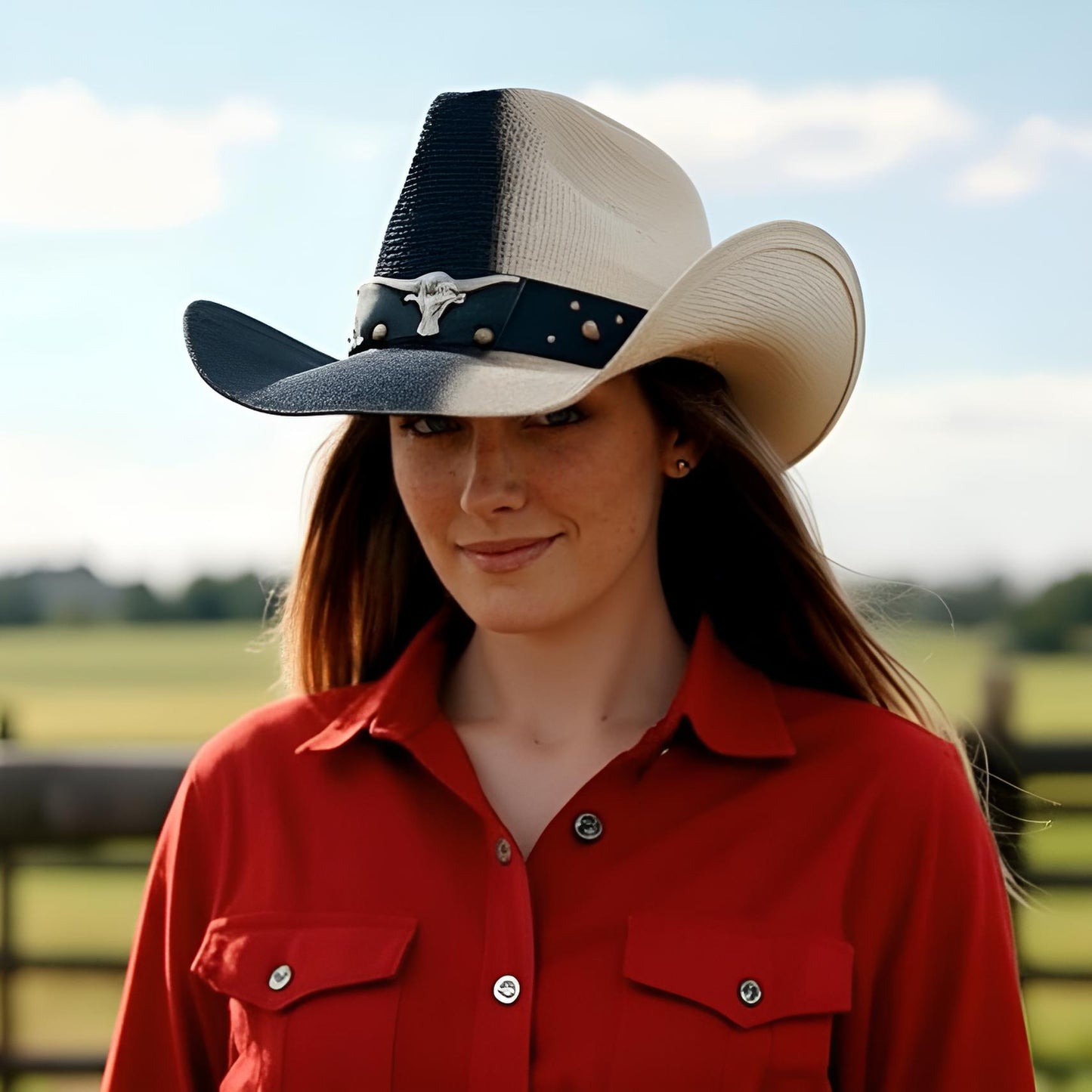 STRAW COWBOY HAT Men & Woman Adult Size - Black and Beige