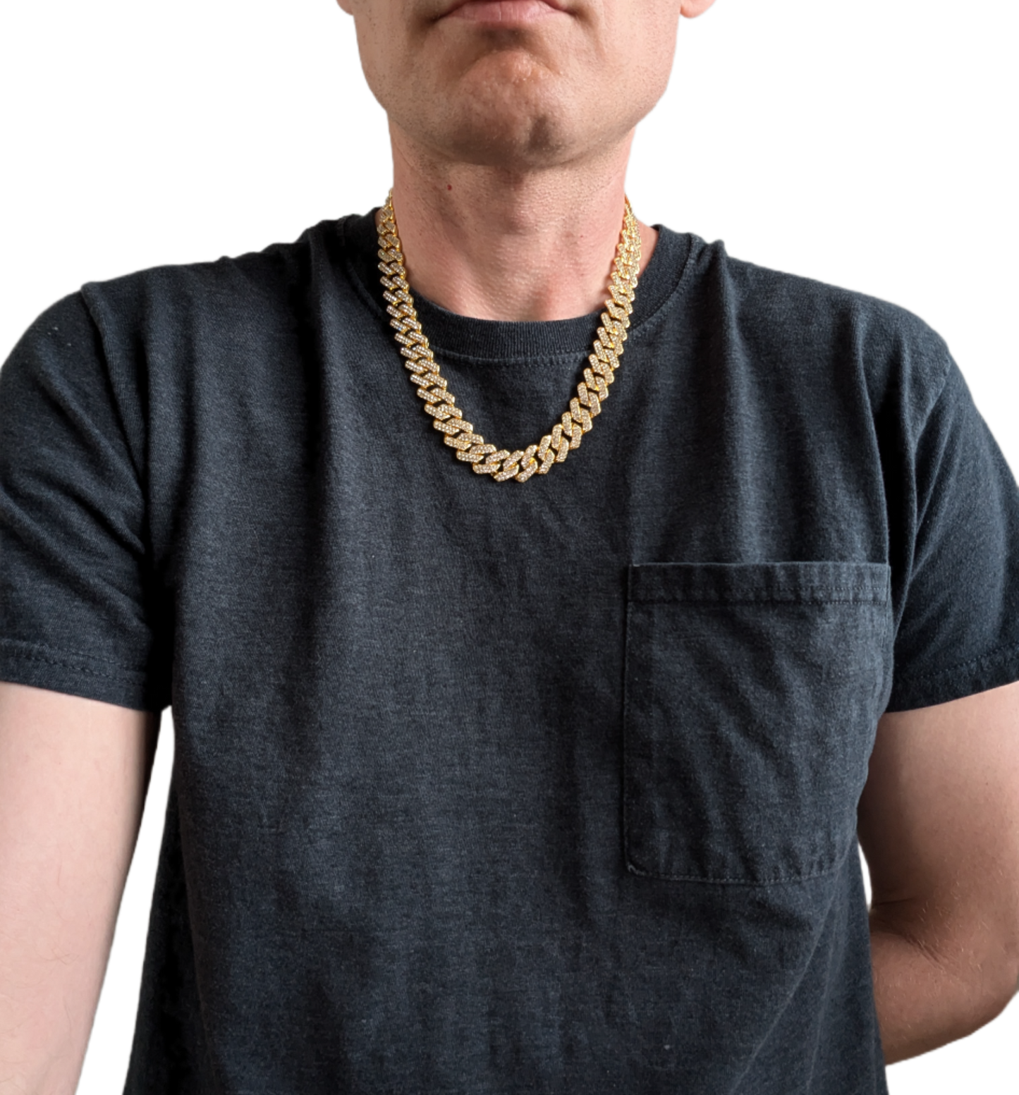 20 INCH - Gold 14mm Tilted Gem Link Chain Necklace