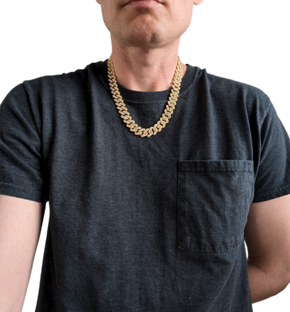 20 INCH - Gold 14mm Tilted Gem Link Chain Necklace