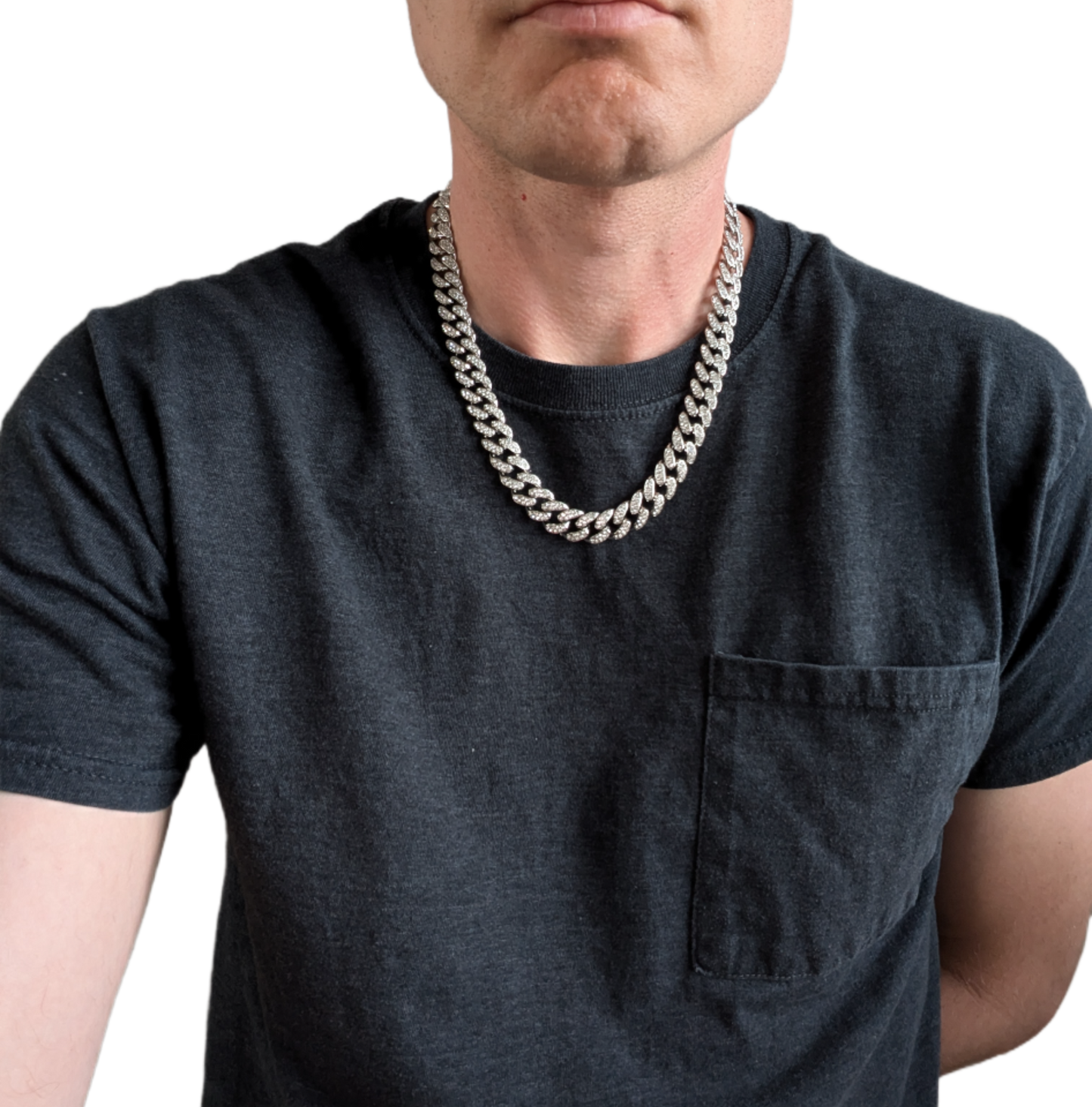 20 INCH - Silver 13mm Straight Gem Link Chain Necklace