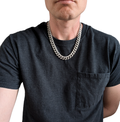 20 INCH - Silver 13mm Straight Gem Link Chain Necklace