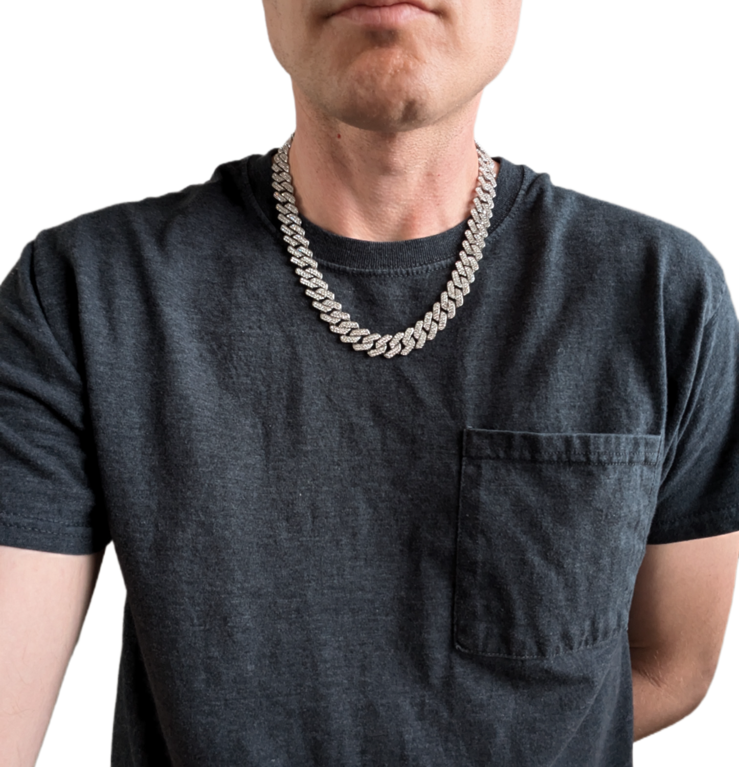 20 INCH - Silver 14mm Tilted Gem Link Chain Necklace