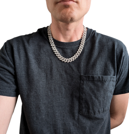 20 INCH - Silver 14mm Tilted Gem Link Chain Necklace