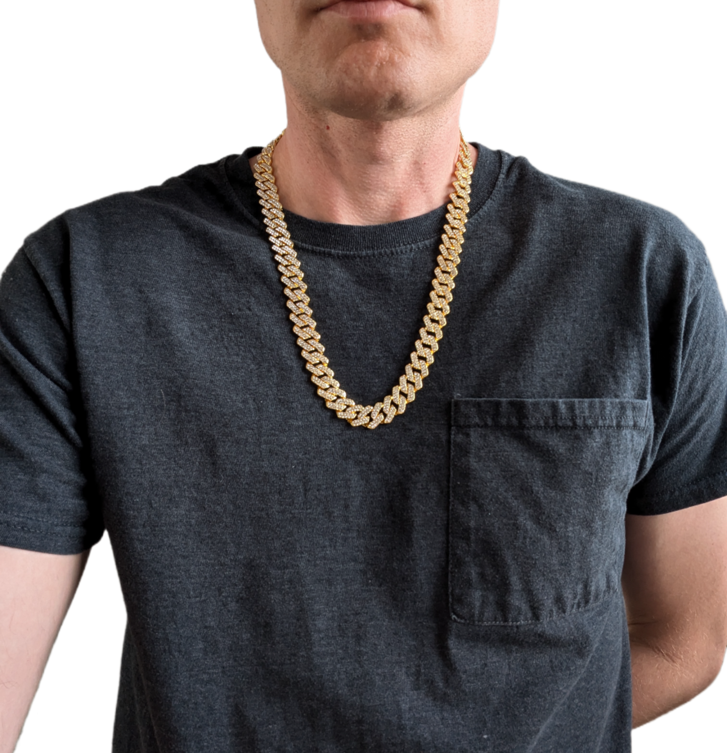 24 INCH - Gold 14mm Tilted Gem Link Chain Necklace