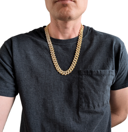 24 INCH - Gold 14mm Tilted Gem Link Chain Necklace