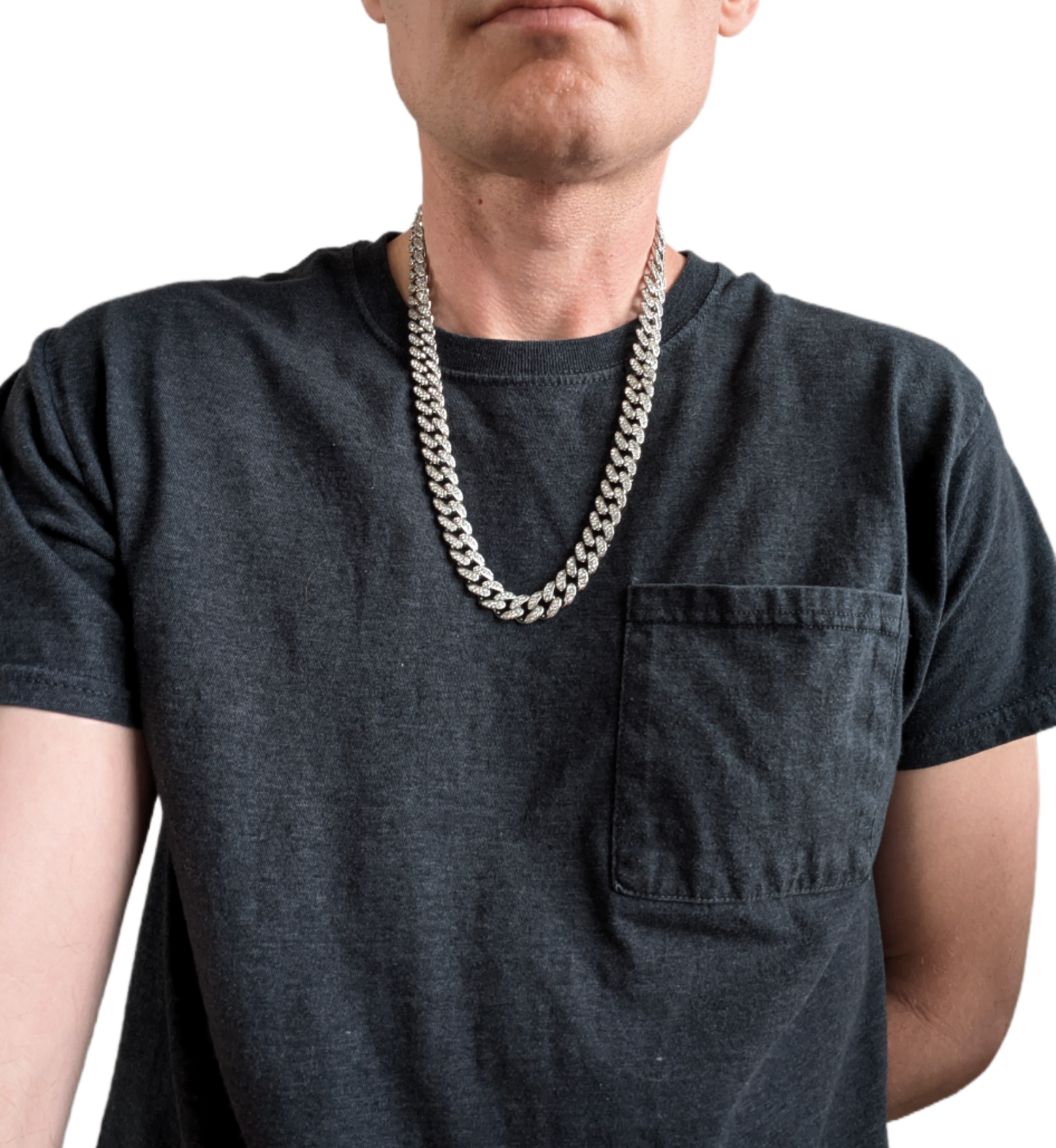 24 INCH - Silver 13mm Straight Gem Link Chain Necklace