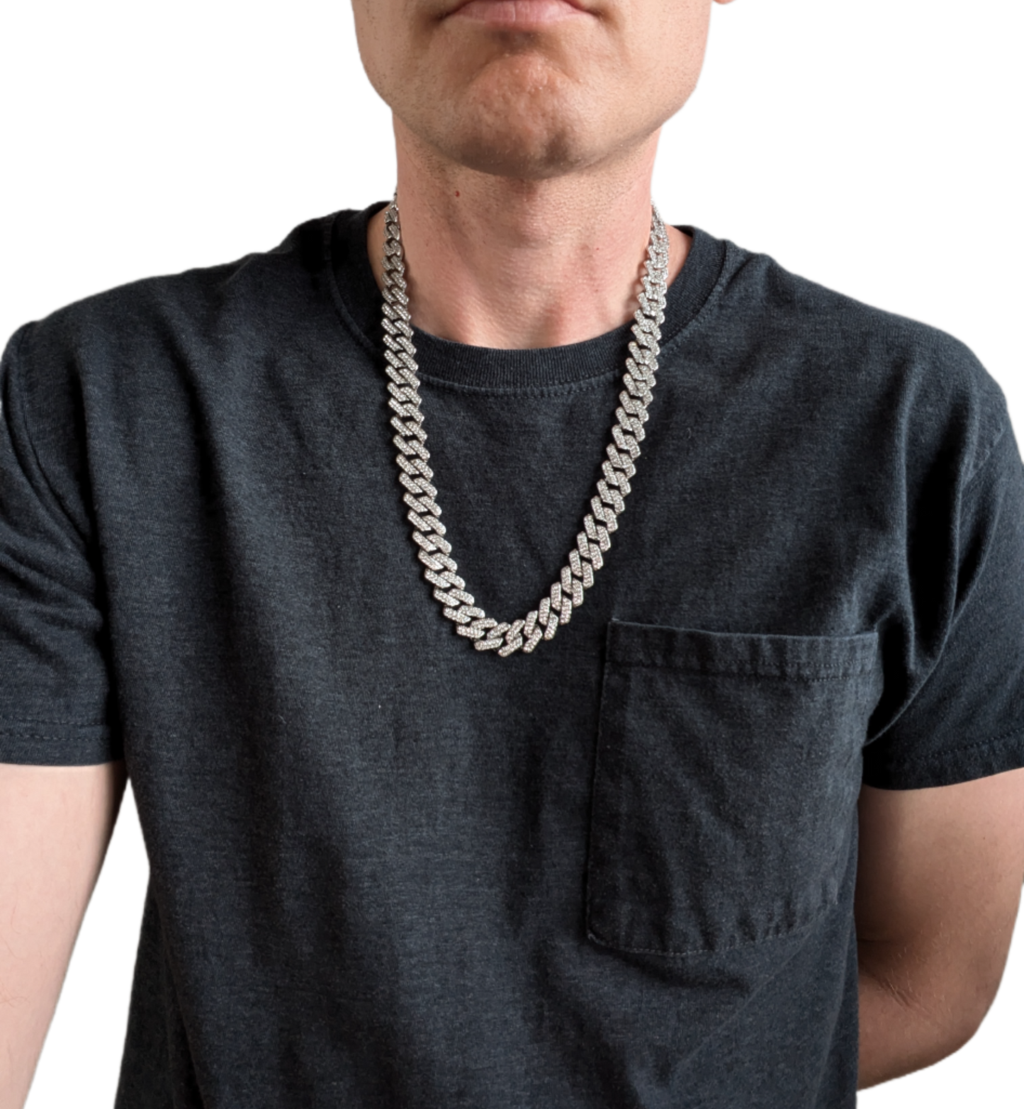 24 INCH - Silver 14mm Tilted Gem Link Chain Necklace