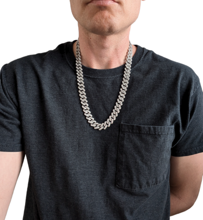 24 INCH - Silver 14mm Tilted Gem Link Chain Necklace