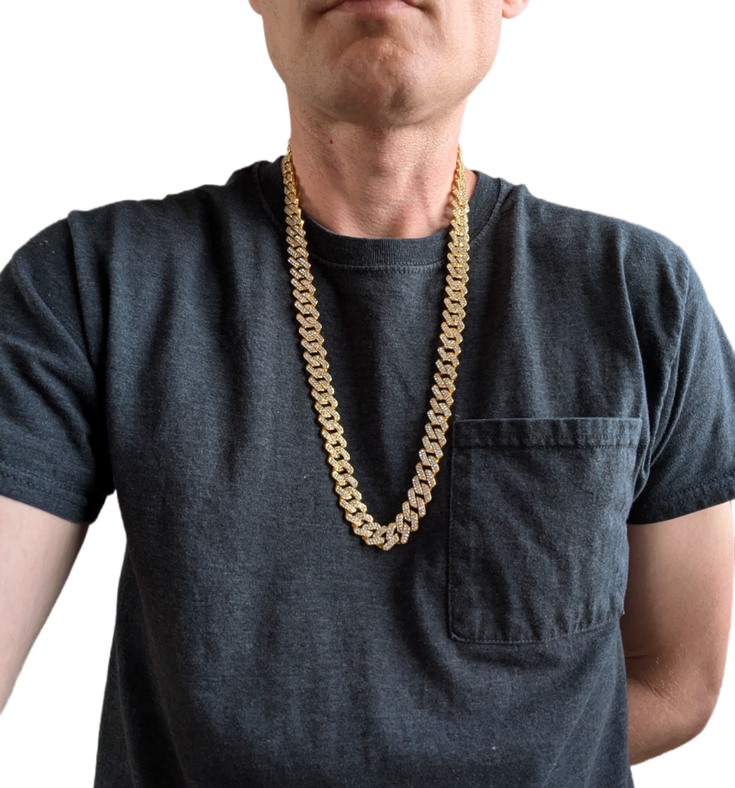 28 INCH - Gold 14mm Tilted Gem Link Chain Necklace