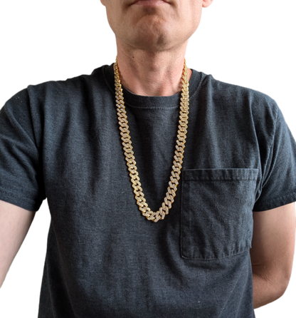 28 INCH - Gold 14mm Tilted Gem Link Chain Necklace