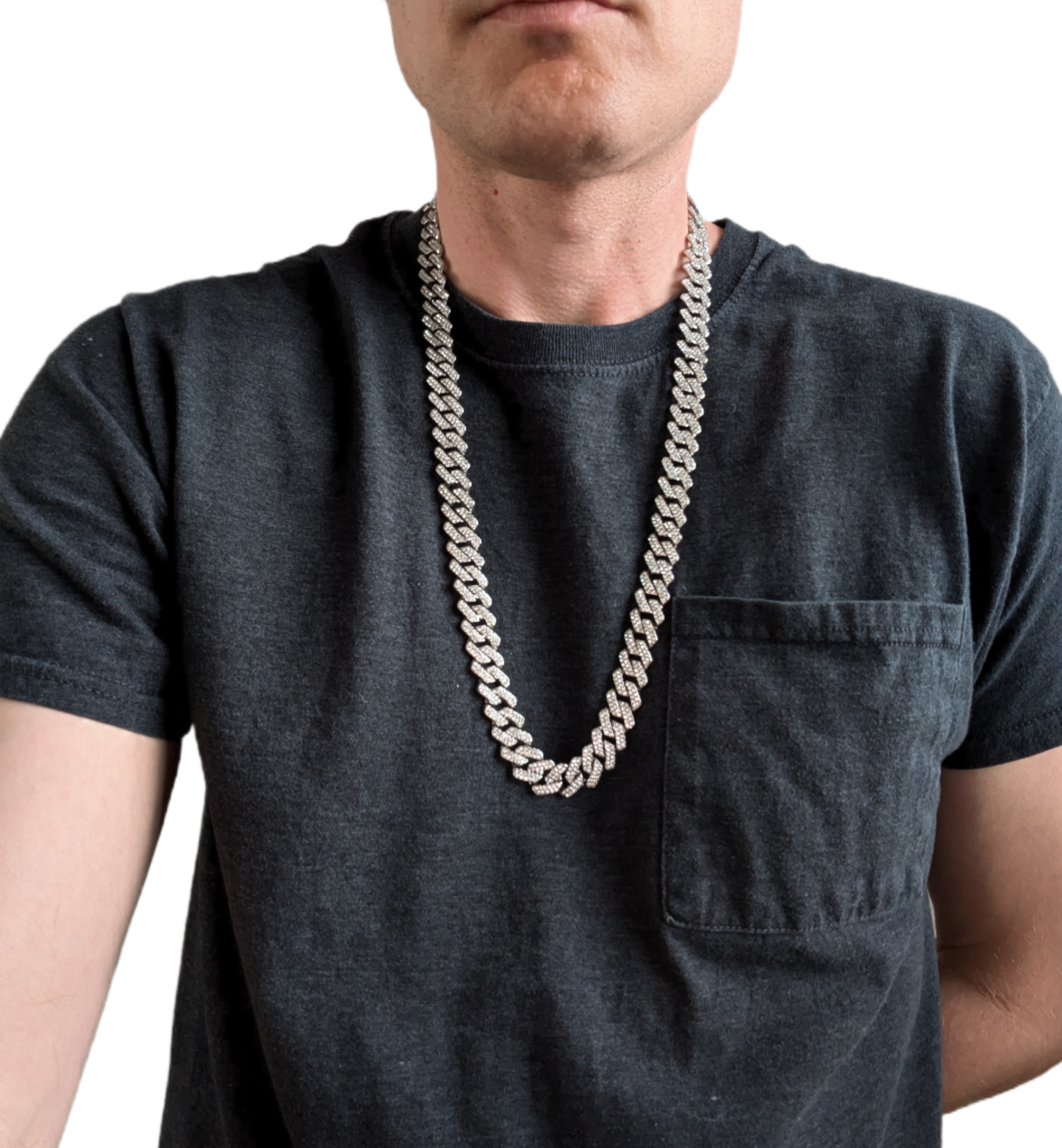 28 INCH - Silver 14mm Tilted Gem Link Chain Necklace